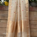 Cream Pure Banarasi Kora Silk Dupatta Zari Work