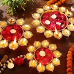 Floral Urli Bowl Set of 3: Brass Finish Diwali Decoration