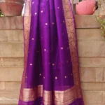 Purple Pure Banarasi Kora Silk Dupatta