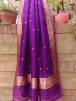 Purple Pure Banarasi Kora Silk Dupatta
