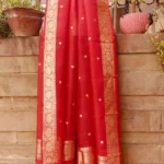 Red Pure Banarasi Kora Silk Dupatta