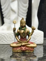 Lord Shiva Meditation Idol, Marble Dust Mahadev Statue with Trishul, Spiritual Decor