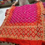 Bandhej semi silk garget dupatta