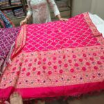 Bandhej semi silk garget dupatta