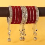 Zulka Set of 32 silver Plated Cubic Zircon Studded Bangles